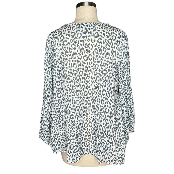 EMERSON FRY India Collection Blue White Geometric Print Blouse Women's Size S - Picture 3 of 6